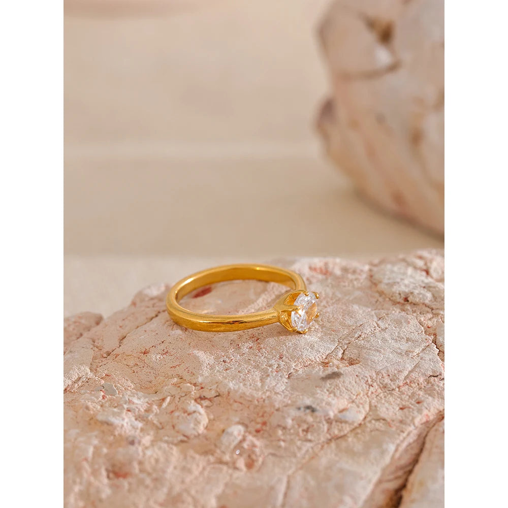 Anel Celeste Banhado em ouro 18k