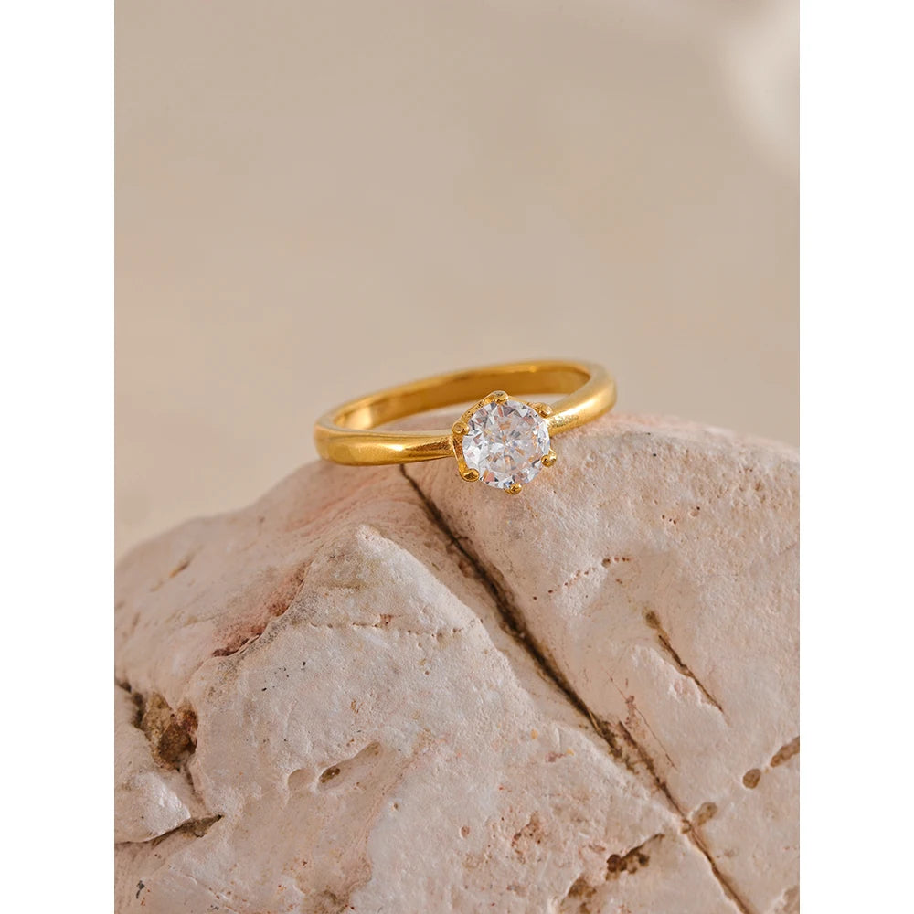 Anel Celeste Banhado em ouro 18k