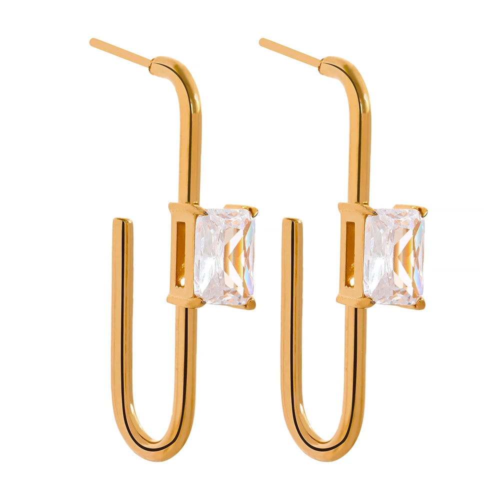 Brinco Zafira Crystal Banhado em Ouro 18k