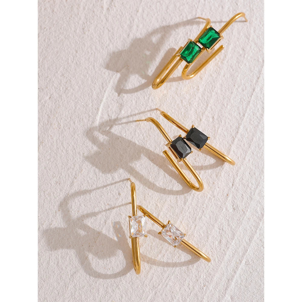 Brinco Zafira Crystal Banhado em Ouro 18k