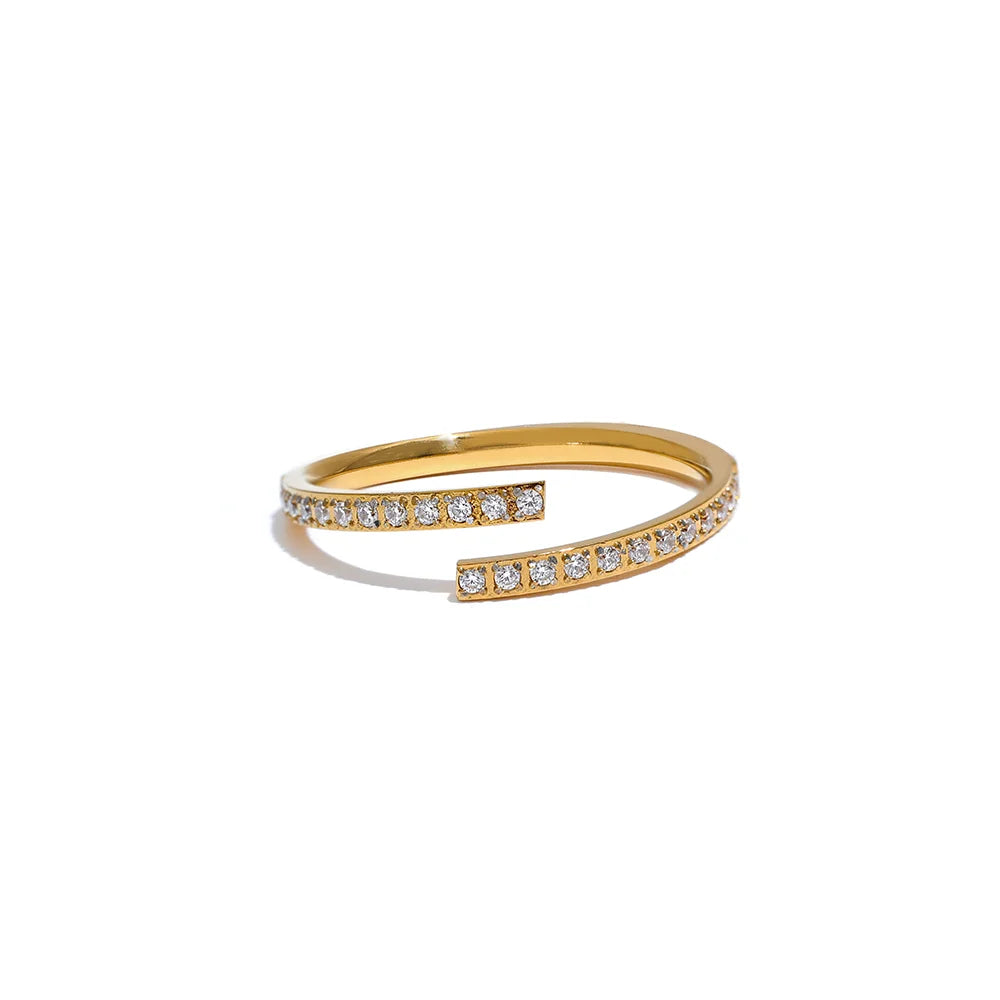 Anel Lumière Ajustável Banhado em Ouro 18k